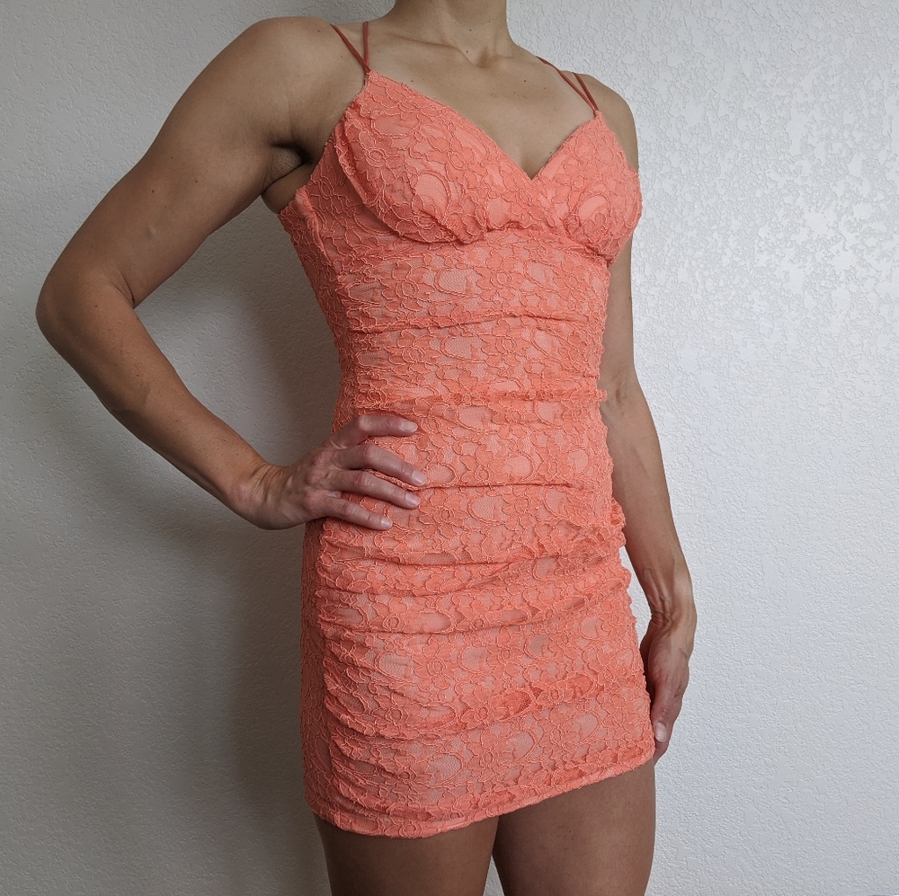Teeze Me Peach Cocktail Dress (Size 5)